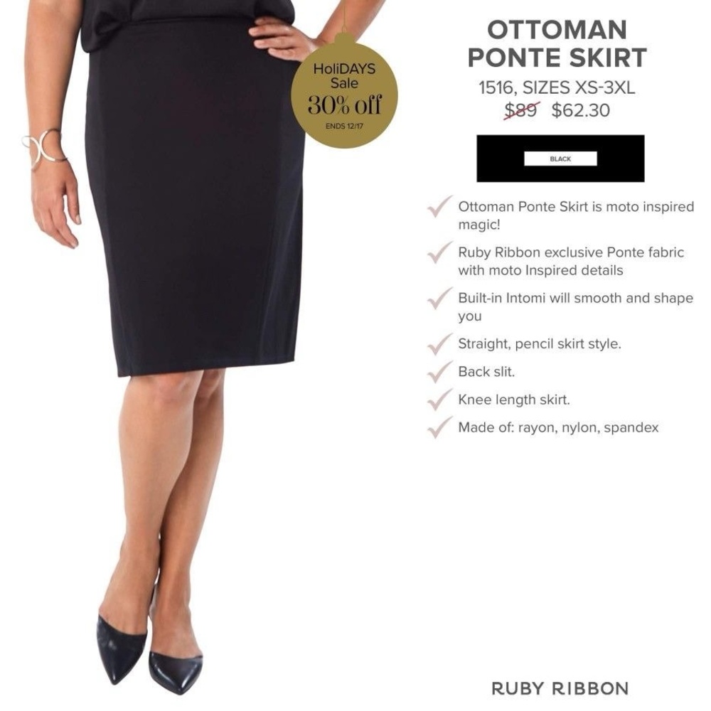 Ruby Ribbon Ottoman Ponte Skirt - Picture 2 of 8